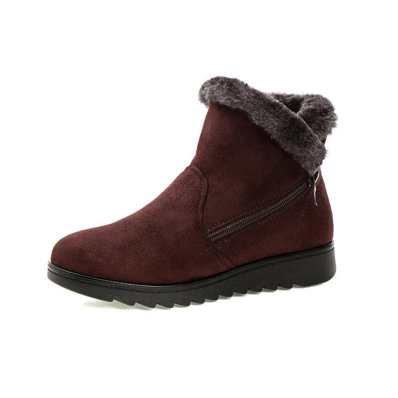 Botas de Inverno com zíper de pelúcia antiderrapante feminino   26% DESCONTO