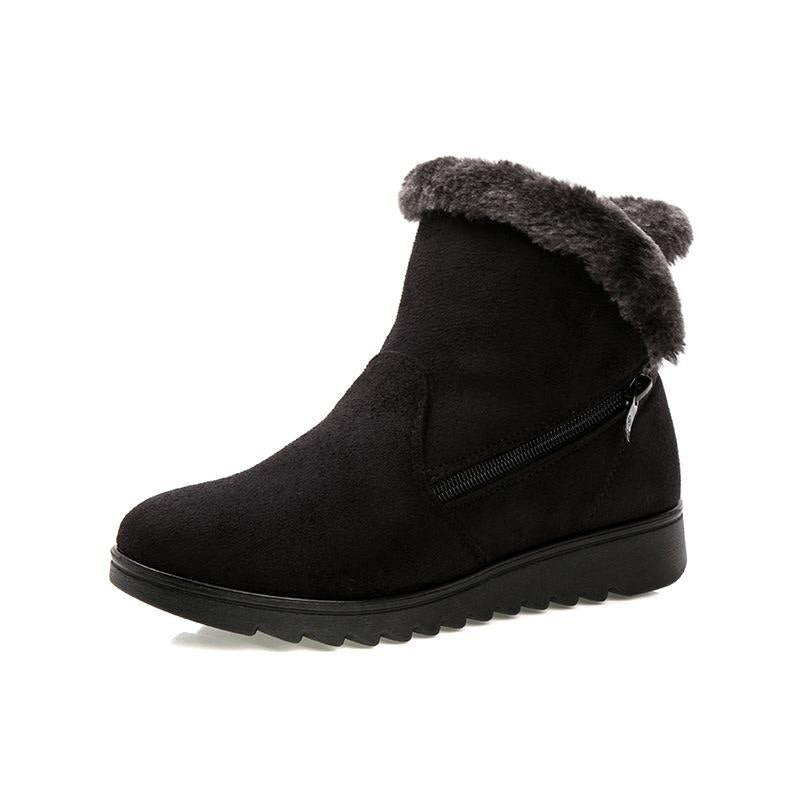 Botas de Inverno com zíper de pelúcia antiderrapante feminino   26% DESCONTO