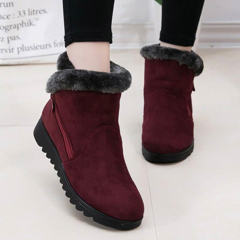 Botas de Inverno com zíper de pelúcia antiderrapante feminino   26% DESCONTO