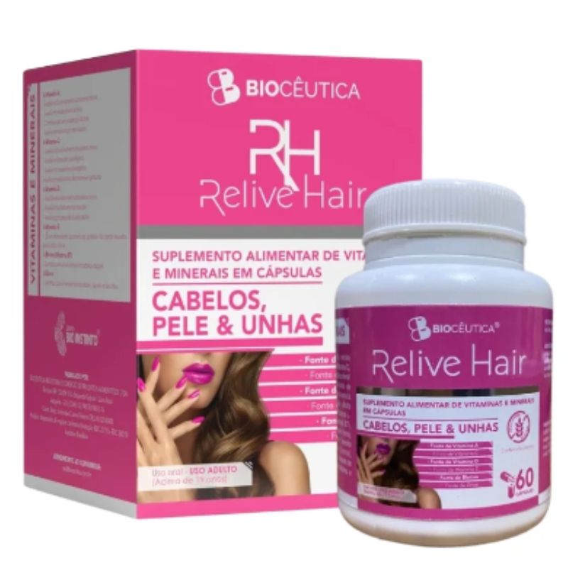 Reliver Hair Cabelo Pele e Unha 60 Cápsulas Bioceutica