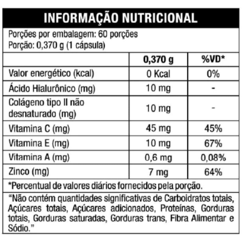 Ácido Hialurônico + Colágeno Tipo II 60 Cápsulas Biocêutica