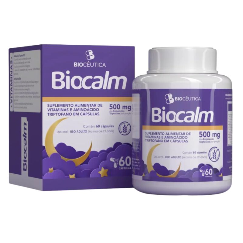 Biocalm Triptofano 60 Cápsulas 500mg Biocêutica